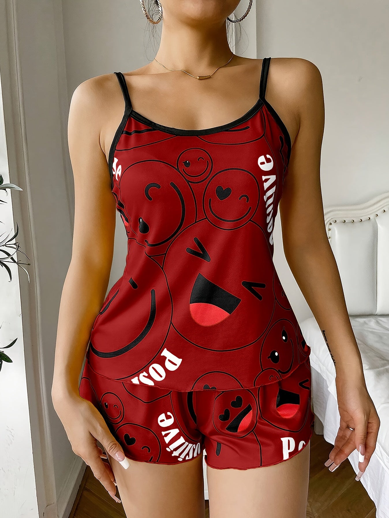 [Cute Pajama Set] Super Cute Printed Pajama Set | A Whimsical Featuring Elastic Waistband Shorts And a Comfortable Loose Top, Perfect for a Delightful And Restful Sleep