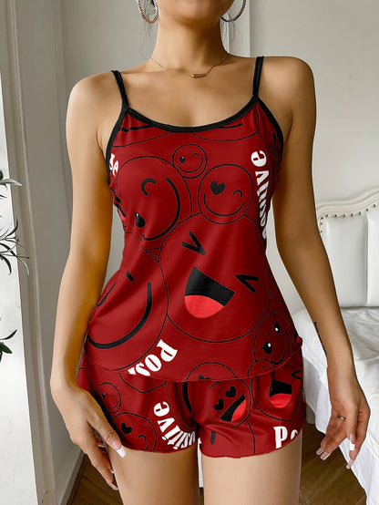 [Cute Pajama Set] Super Cute Printed Pajama Set | A Whimsical Featuring Elastic Waistband Shorts And a Comfortable Loose Top, Perfect for a Delightful And Restful Sleep