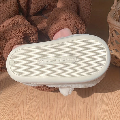 XIXITIAO Winter Plush Bear Slippers for Women & Men - Cozy Cover Slip-On Indoor House Shoes with Cute Cartoon Design, Non-Slip EVA Sole, Warm Home Slippers for Cold Floors, Cold Weather Footwear, Playful Footwear, Soft Lining