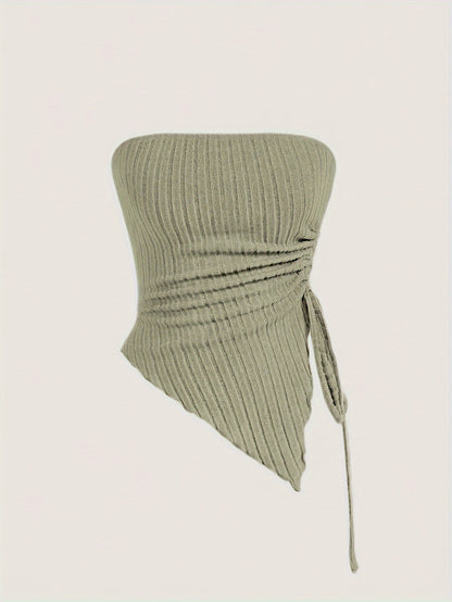 Siamese Cat Print Women's Drawstring Off-Shoulder Asymmetrical Hem Tank Top