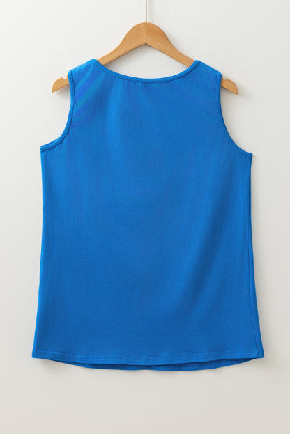 Blue Sun Graphic Casual Tank Top