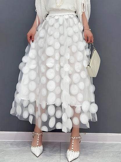 Applique High Waist Skirts, Elegant Maxi Skirts For Spring & Summer, Women's Clothing