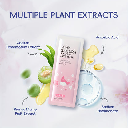 LAIKOU Sakura Facial Cleansing & Moisturizing 15pcs/Set, with 5pcs Sleeping Mask, 5pcs Lip Mask, 50g Facial Wash, 80g Facial Scrub, Cute Hairband & Cleansing Brush, Gently Clean Skin, Free Gift Of Aloe Vera Foundation, Full O