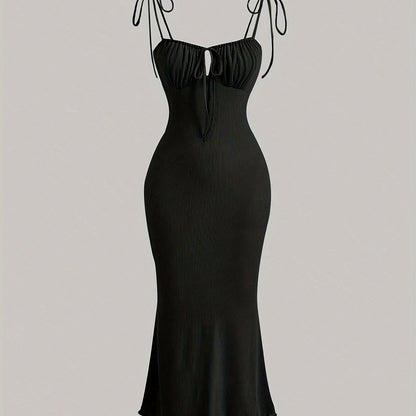 Lace Up Cut Out Ruched Dress