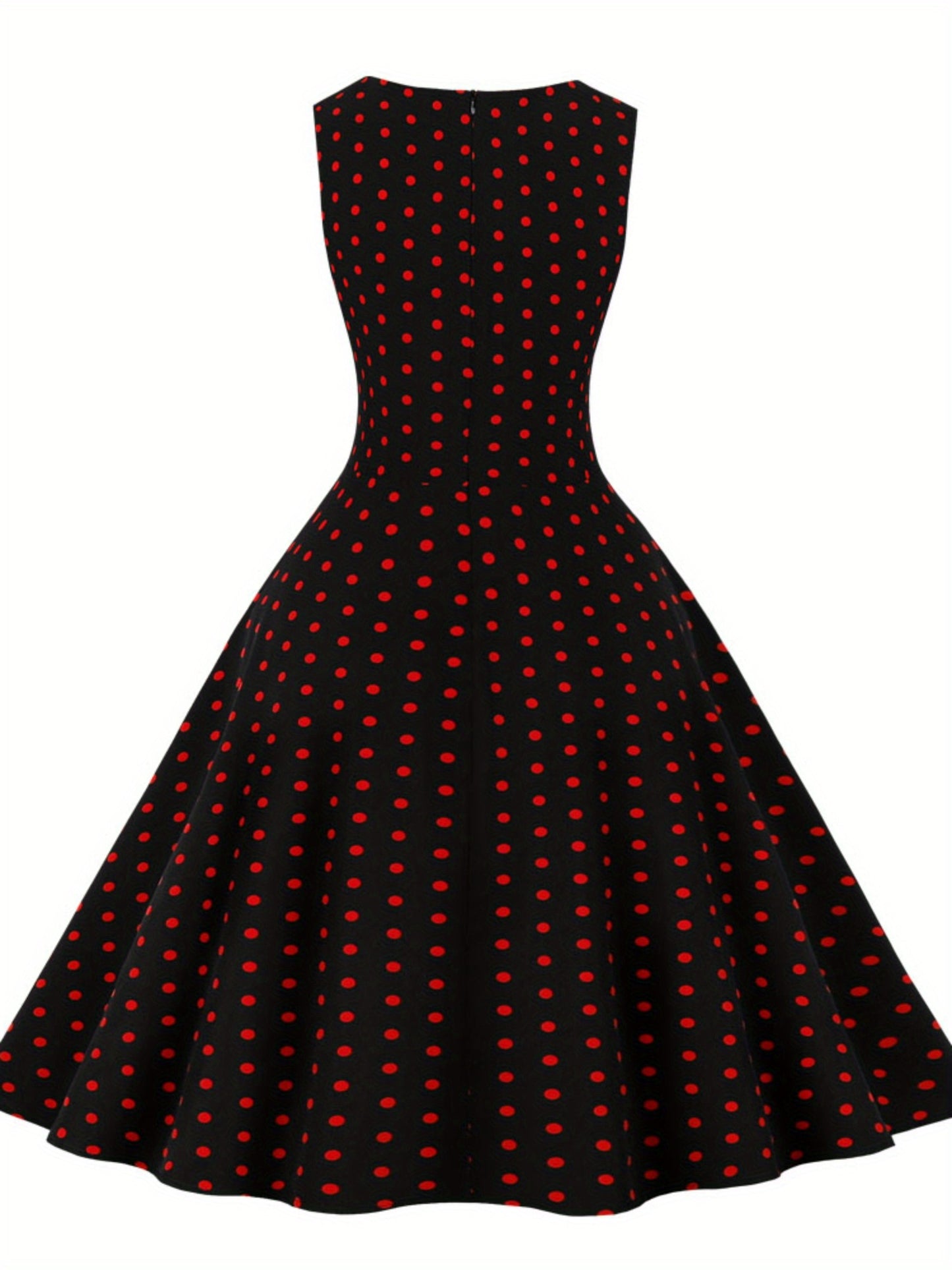 Women's Chic Sleeveless Polka Dot Dress - Vintage-Inspired Summer Sundress With Breathable Fabric, Perfect for Vacation Parties & Spring/Summer Celebrations