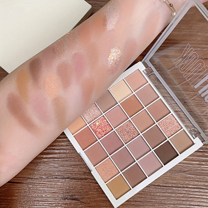 25 Colors Makeup Earth Color Beauty Eyeshadow Glitter Eyeshadow, Easy To Apply Long Lasting Makeup Waterproof Sweat Proof Eyeshadow Make Up Gift Set For Music Festival