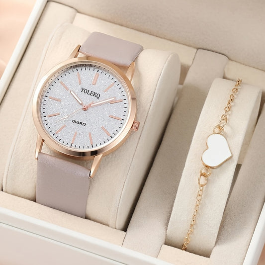 2pcs/Set   Quartz Watch Fancy Women Watches Jewelry Sophisticated And Stylish Women Watch
