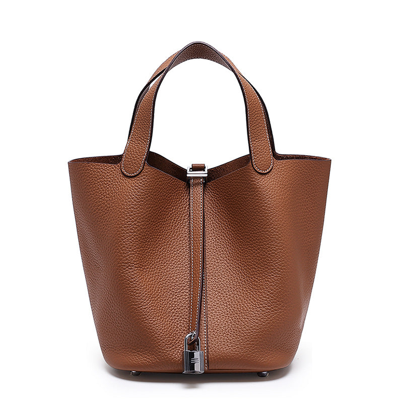 Head layer cowhide bucket bag women's leather high-end handbag