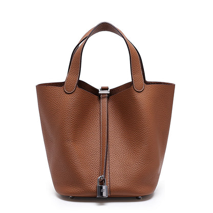 Head layer cowhide bucket bag women's leather high-end handbag