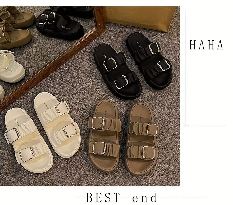 [New Style Thick Sole Slippers] New Style Thick Sole Slippers - Anti-slip Beach Slippers for Pregnant Women in Summer 2024 - Cool High-end One-Word Slippers