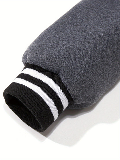 Chic NY-Inspired Women's Varsity Jacket - Elegant Black and White Baseball Uniform Style with Large "58.42cm & NYC Lettering, Striped Accents, Button Closure, Long Sleeves - Perfect for Spring & Autumn Casual Wear