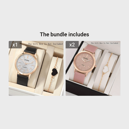 2pcs/Set   Quartz Watch Fancy Women Watches Jewelry Sophisticated And Stylish Women Watch
