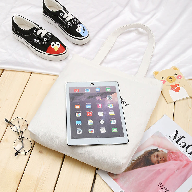 New Korean Version Of Student Canvas Bag Fashion Simple Cartoon Printing Tote Bag Large Capacity Shoulder Bag
