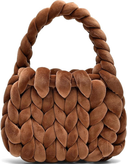 DIY hand woven crystal velvet core spun yarn woven hand-held mailman bag