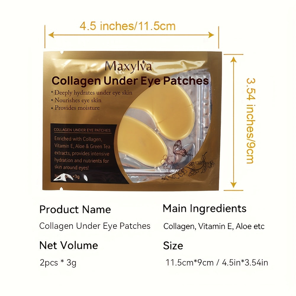 [Hydrating & Moisturizing] Maxylva Collagen Under Eye Patches | Hydrating & Moisturizing | Aloe Vera, Vitamin E & Green Tea Extracts | Alcohol-Free, Ideal for All Skin Types | Eye Care