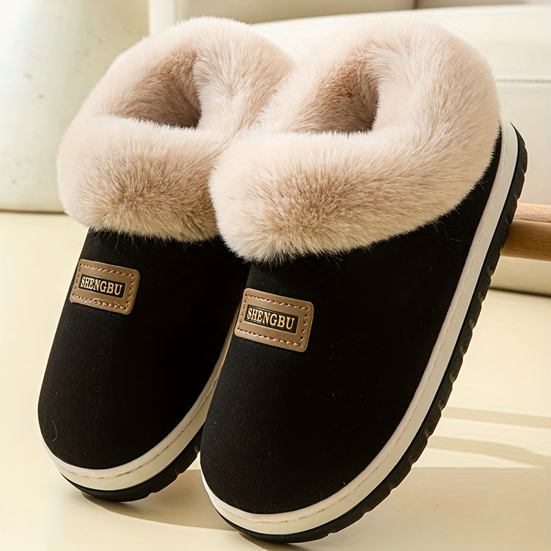 Cozy Winter Plush-Lined Slippers for Men and Women - Soft Indoor House Shoes with Trim, Gray and Maroon Options, Warm Ankle Support for Home Comfort, Casual Slippers | Casual Style Slippers | Plush Lining, House Slippers