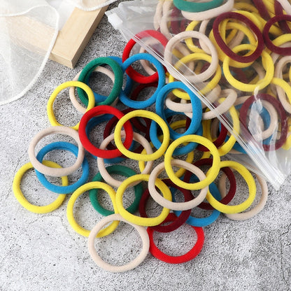 50pcs/Set Women   Basic Hair Bands 4cm Simple Solid Colors Elastic Headband Hair Ropes Ties Hair Accessories Ponytail Holder