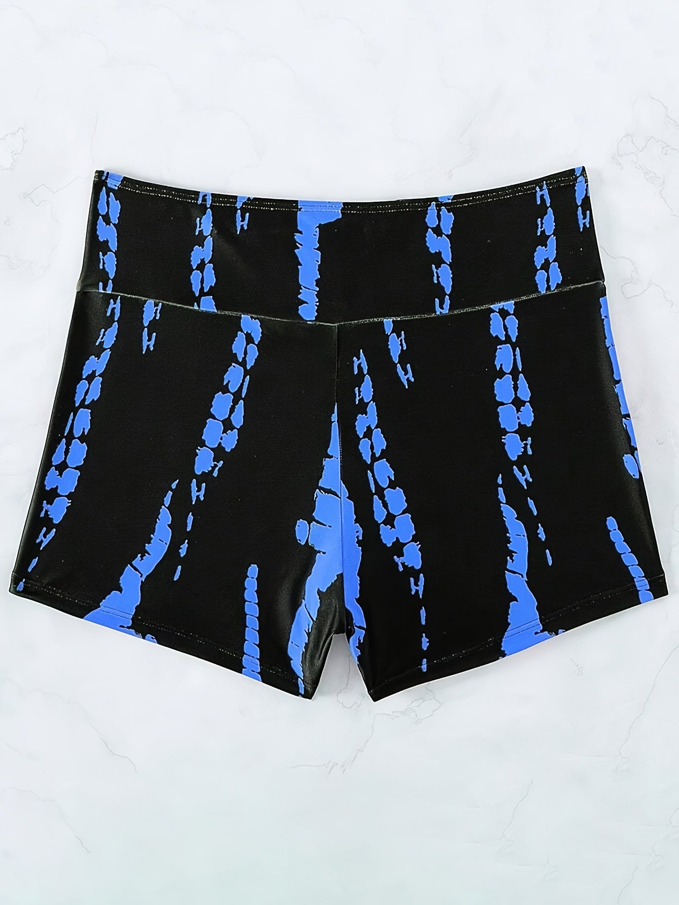 Tie Dye Pattern Drawstring Stretchy Swim Boxer Shorts, High Waisted Comfy Trendy Swimming Bottoms, Women's Swimwear & Clothing