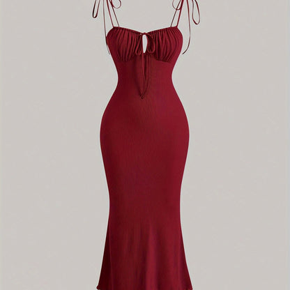 Lace Up Cut Out Ruched Dress