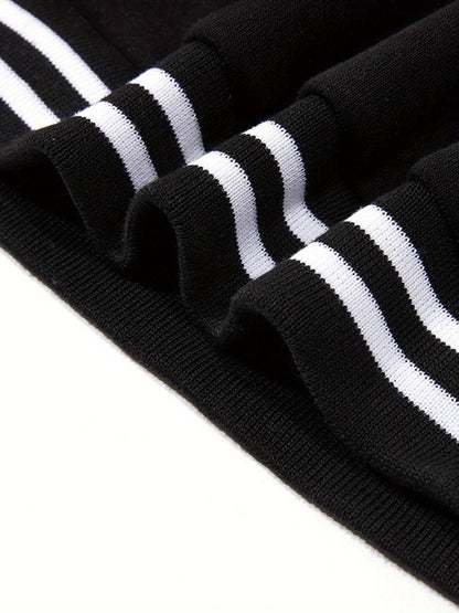 Chic NY-Inspired Women's Varsity Jacket - Elegant Black and White Baseball Uniform Style with Large "58.42cm & NYC Lettering, Striped Accents, Button Closure, Long Sleeves - Perfect for Spring & Autumn Casual Wear