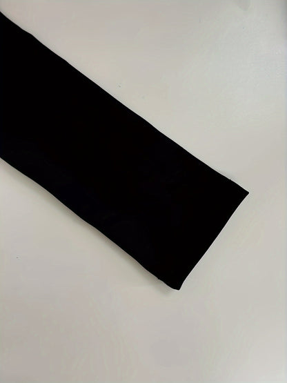 Elegant Off-Shoulder V-Neck Jumpsuit for Women - Chic Solid Black, Slim Waist, Long Sleeve, Casual Summer Style, Polyester & Elastane Blend, Perfect for Home or Office Wear