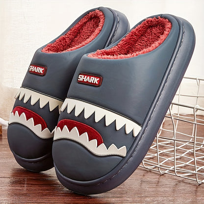 Trendy Animal Shark House Slippers For Women, Warm Lightweight Non-Slip Slip-On Indoor Home Shoes, Closed-Toe Kawaii Slippers Winter