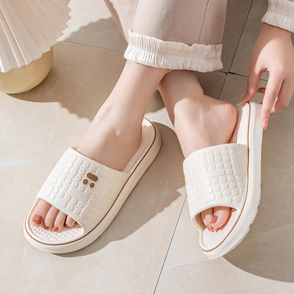 [Soft Slides] Soft Pink Women's Summer Slides | Non-Slip High-Density Geometric Pattern, Machine Washable, Comfortable Home Shoes for Relaxation, Ladies Slippers, Thick Sole Indoor Slippers, EVA