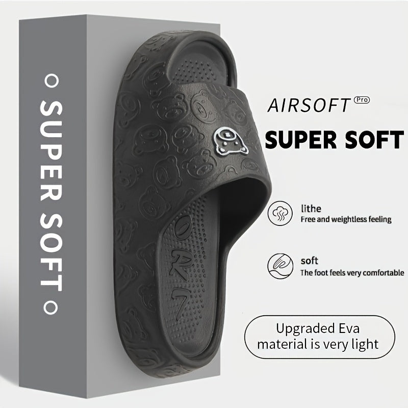 [Comfortable Slippers] Comfortable Non-Slip EVA Women's Slippers | Thick-Soled Bear Design - Pink, Indoor/Outdoor Sandals for Beach and Home Use