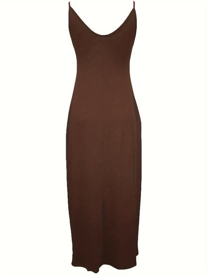 Faith Print Backless Dress, Casual Spaghetti Strap V Neck Loose Dress, Women's Clothing