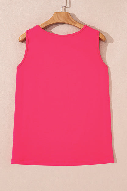 Sachet Pink Butterfly Graphic Casual Tank Top