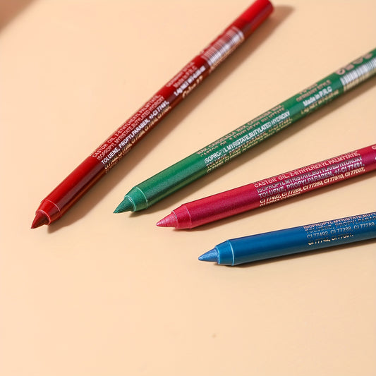 Versatile Eye Makeup Pen, Monochromatic Colored Eyeliner Pencil, Pearl GlitterEyeliner For Women, Creamy Eyeshadow Pencil, Waterproof, Professional Eye Liner/Shadow Makeup For Siren's Eye Look, Daily Makeup, Cosplay And Hallo