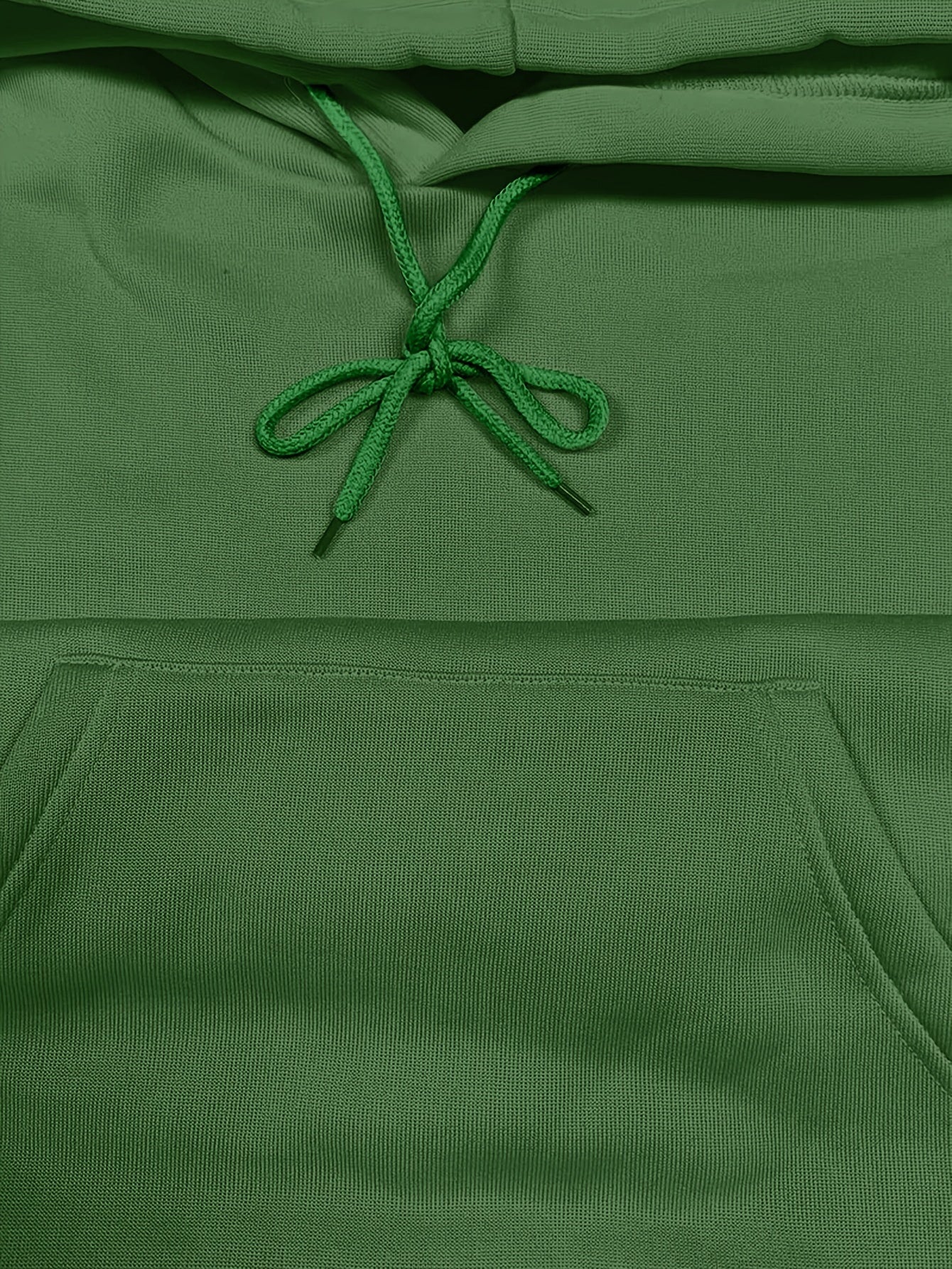 Solid Kangaroo Pocket Hoodie Without Pants, Casual Long Sleeve Drawstring Hoodies Sweatshirt, Women's Clothing