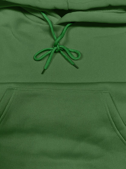 Solid Kangaroo Pocket Hoodie Without Pants, Casual Long Sleeve Drawstring Hoodies Sweatshirt, Women's Clothing