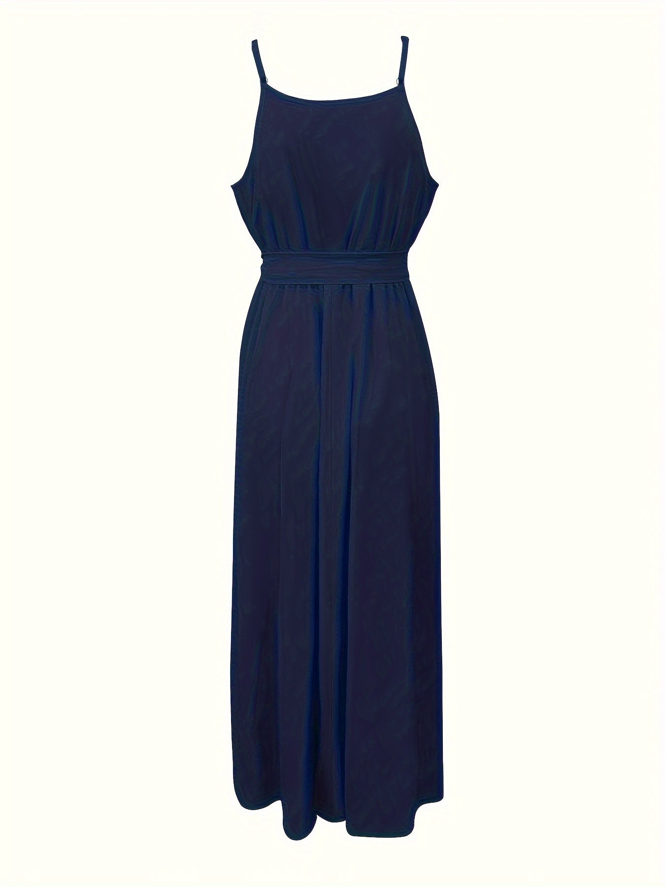 Vibrant Ruffle Trim Cami Dress - Sleeveless, Tie-Waist, Maxi Length, Flowy, Feminine, Summer Essential for Women - Perfect for Outdoor, Party, and Daily Wear