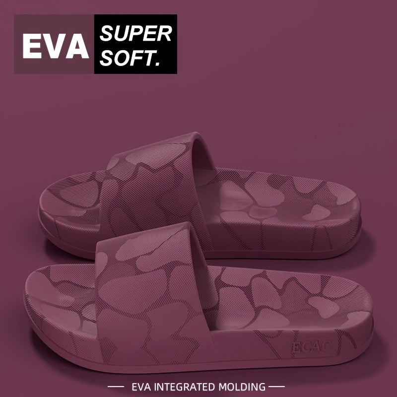 ECAC Women'S EVA Slide Sandals - Thick Cushioned Indoor/Outdoor Slippers with Geometric Pattern, Lightweight & Comfortable for Bathroom, Hiking, and Casual Wear, Hiking Footwear | Stylish Slipons | EVA Upper Material, Slipper