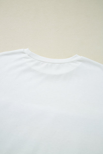 White Sequin Stripes Patchwork Mardi Gras Crew Neck T Shirt