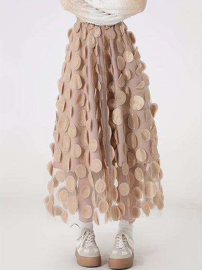 Applique High Waist Skirts, Elegant Maxi Skirts For Spring & Summer, Women's Clothing