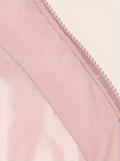 Women'S Elegant High-Neck Padded Vest with Drawstring Detail - Solid Color, Thick Warm Winter Sleeveless Jacket Vest, Casual Streetwear Style, 200g/m² Fabric Weight, Autumn/Winter Essential