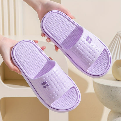 [Soft Slides] Soft Pink Women's Summer Slides | Non-Slip High-Density Geometric Pattern, Machine Washable, Comfortable Home Shoes for Relaxation, Ladies Slippers, Thick Sole Indoor Slippers, EVA