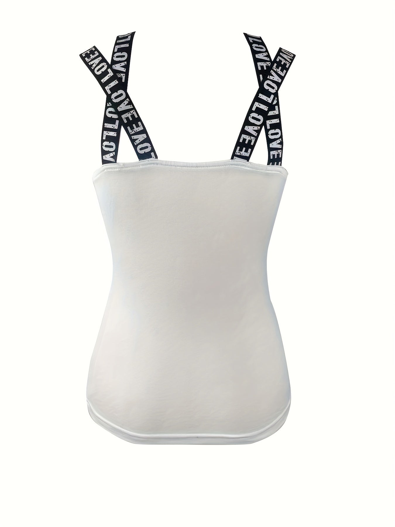 Letter Tape Skull Print Top, Sleeveless Casual Tank Top, Women's Clothing