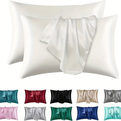 Luxurious Silky Soft Pillowcase - Breathable, Skin-Friendly Cooling Feel, Solid Color With Envelope Closure - Machine Washable
