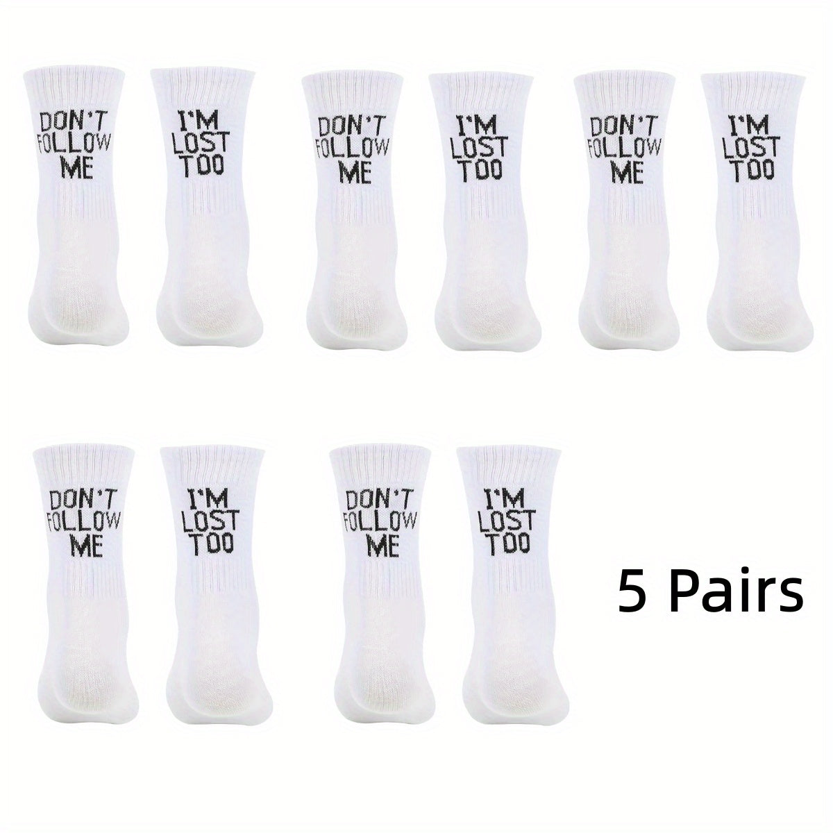 1/3/5 Pairs Autumn Winter Men Funny Humor Word Printed Socks Creative Hip Hop Street Skateboard Unisex Crew Happy Sock