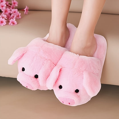 Cozy Pink Pig Plush Slippers for Women - Soft & Warm Winter Home Shoes with Adorable Pig Design, Hand Washable Fabric, Perfect for Indoor Comfort, Playful Footwear