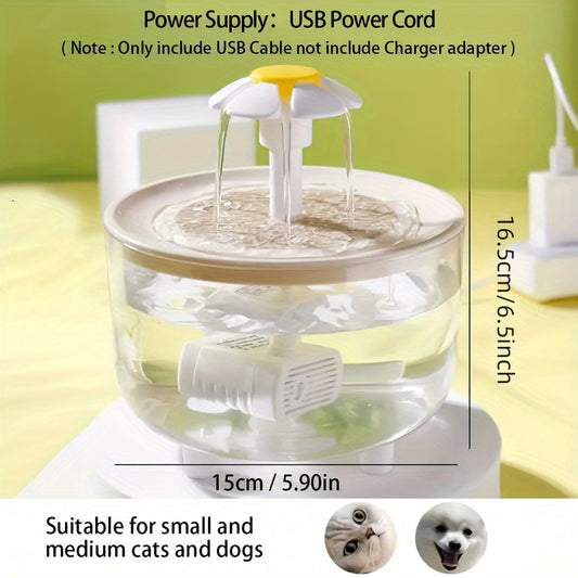 Whisper-Quiet Pet Fountain - Fountains with Automatic Recirculating System, USB Powered, 5V Low Voltage Operation, Food Grade PP Material, No Batteries Required for Cats and Dogs