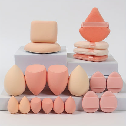 Marshmallow 20pcs Set, 2 Cushion Puffs & 4 Loose Puffs & 4 Makeup Sponges & 6 Mini Makeup Sponges & 4 Mini Cushion Puffs, Beauty Makeup Sponges Mixed with BB Cream, Liquid Foundation, Concealer for Use, Especially Suitable fo