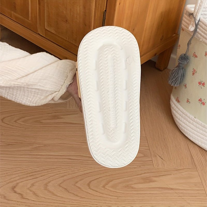 XIXITIAO Cute Cartoon Bear EVA Slides for Men & Women - Non-Slip Summer Slippers, White with Adorable Brown Bear Design, Lightweight & Comfortable for Indoor/Outdoor Use, Casual Wear | Playful Design | Slipresistant Sole, Bea