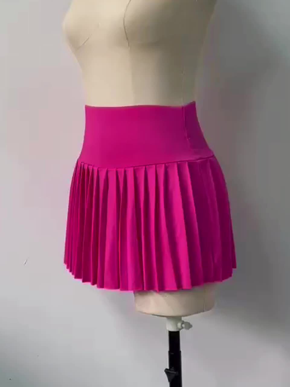 High Waist Pleated Mini Skirts, Casual Workout Solid Skirts, Women's Clothing