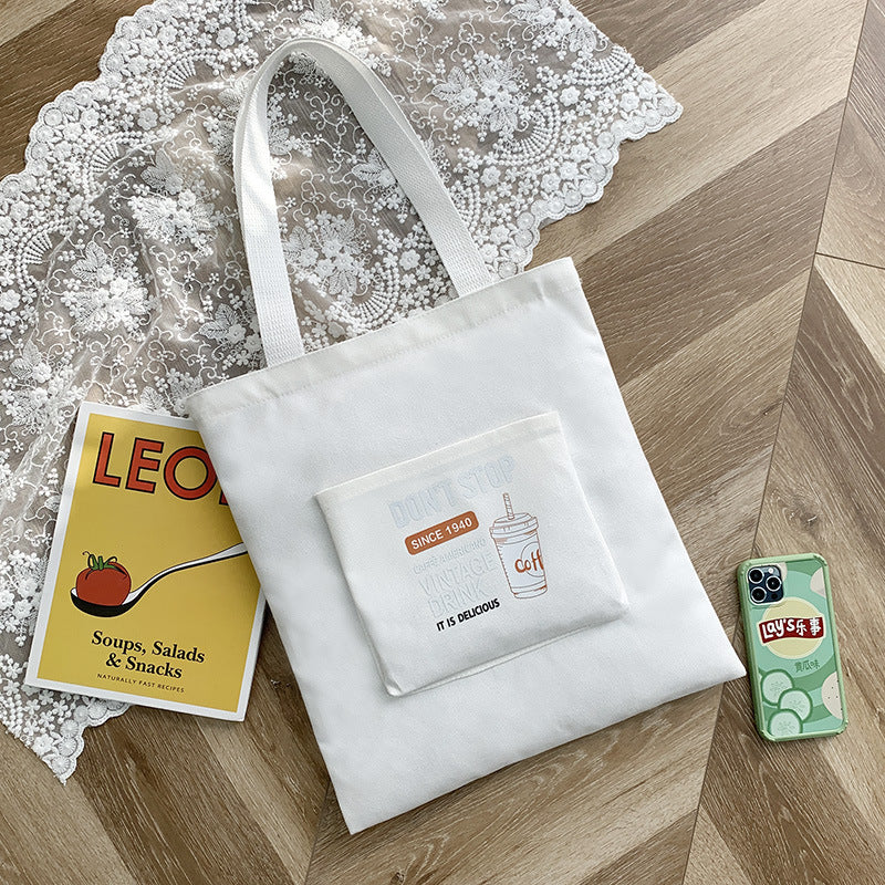 Women's One-Shoulder Korean Letter Messenger Bag Student Trend Portable Large Capacity Canvas Bag Simple Small Fresh Canvas Bag