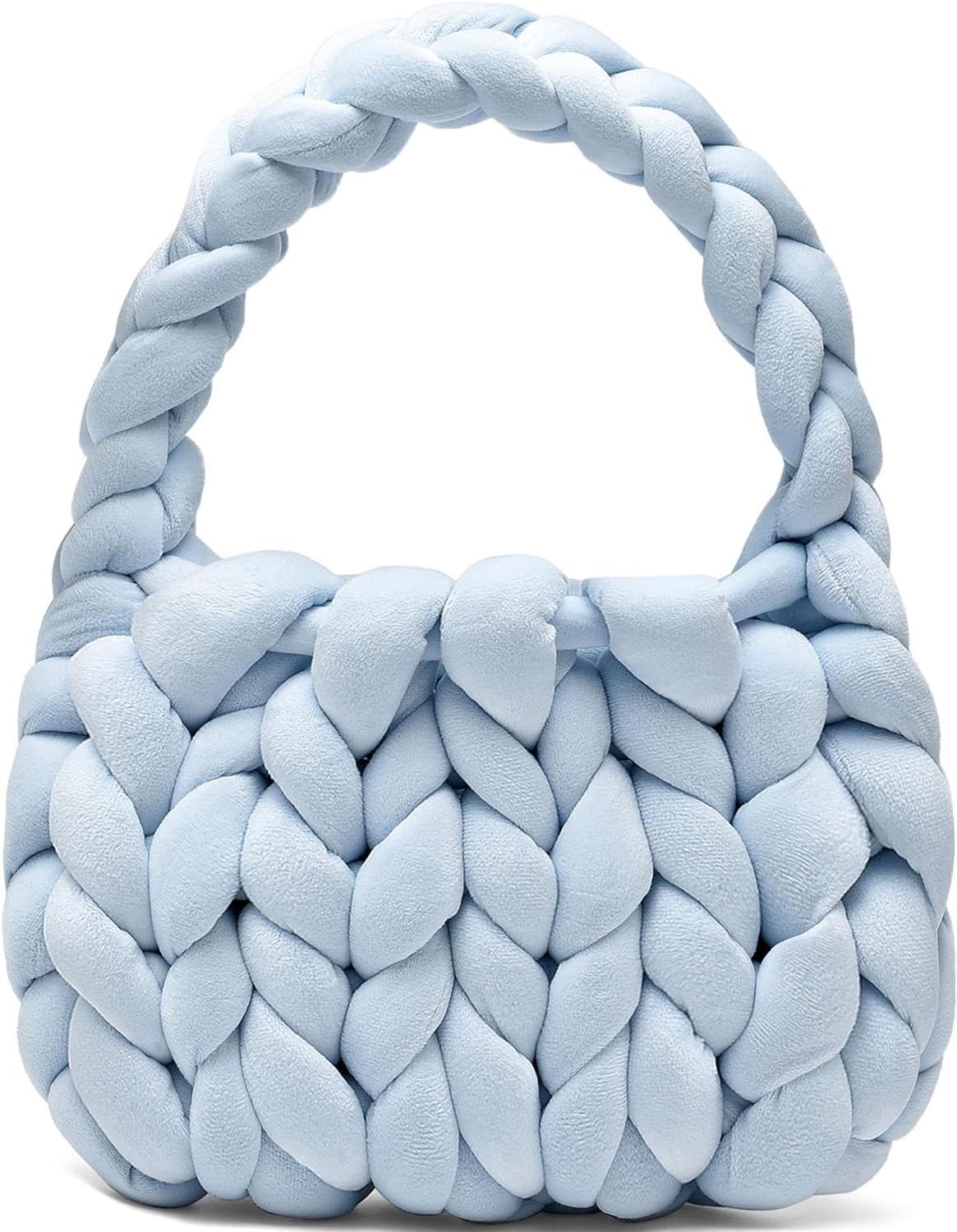 DIY hand woven crystal velvet core spun yarn woven hand-held mailman bag