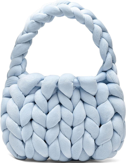 DIY hand woven crystal velvet core spun yarn woven hand-held mailman bag